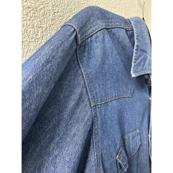 American Hero Authentic Mens Size XL Denim Long Sleeve Shirt Hand Painted Native - Picture 3 of 12